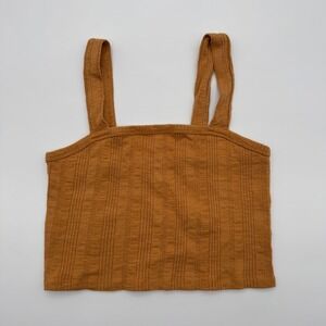 American Eagle Mustard Orange Ribbed Knit Crop Tank Top Womens Medium